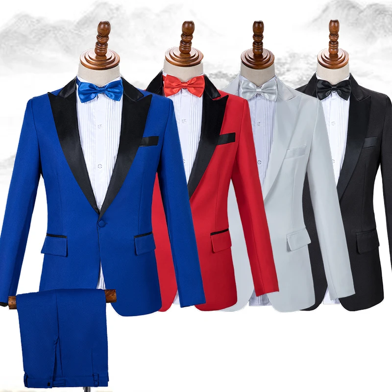 

2019 Stage Costumes Men's Suit Singers Clothes Wedding Groomman's Clothing New Performing Suit Compere Stage Chorus Dress VDB877