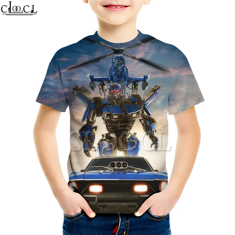 Kids T shirt 0 Футболка с принтом супергероя автомобиля шмеля Креативная одежда с объемным рисунком для мальчиков и девочек Повседневные детские топы с короткими рукавами, Прямая поставка - Цвет: Kids T shirt 0