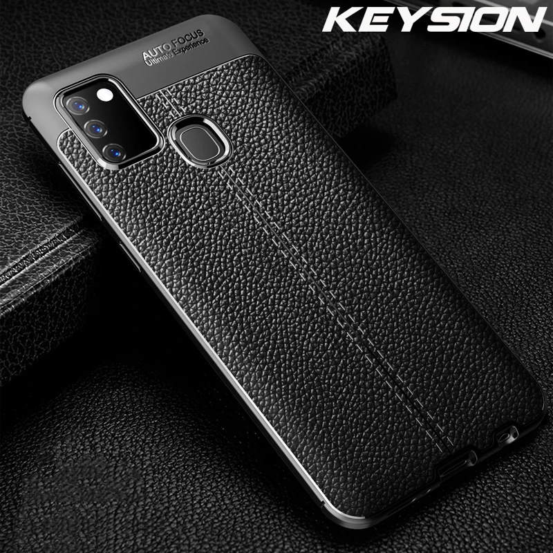 KEYSION ударопрочный чехол для Samsung Galaxy A21S роскошный кожаный мягкий силиконовый
