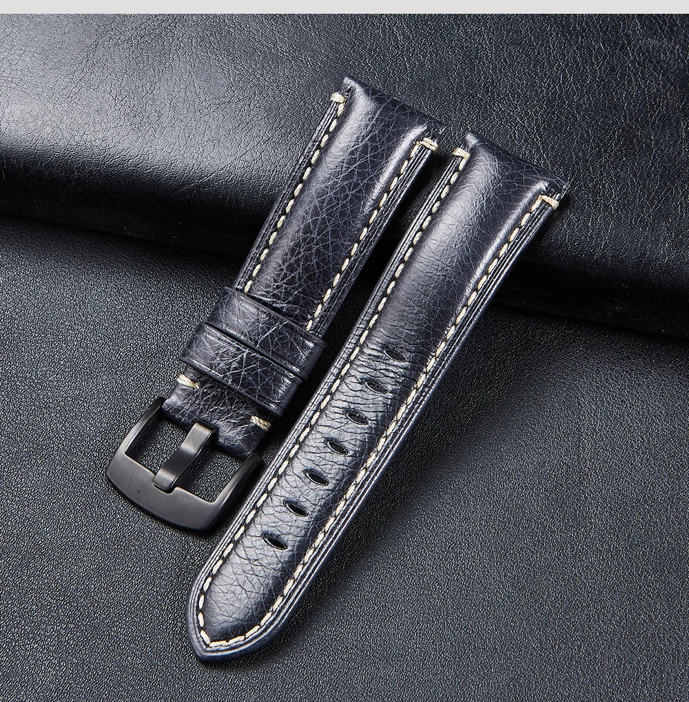 Fashion Oil Wax Genuine Leather Watch Band 20mm 22mm 24mm 26mm Watch Straps Watchbands Belt brown blue black