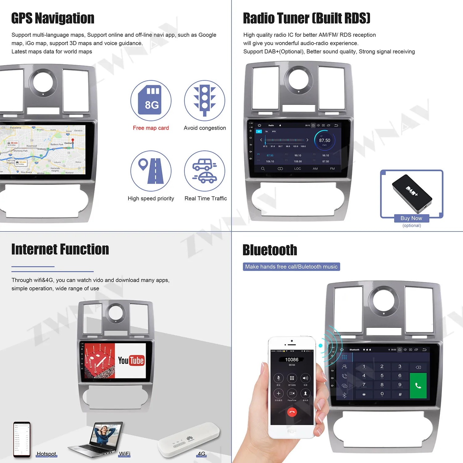 Автомобильный мультимедийный плеер AOTSR Android 10 0 для Chrysler 300C Jeep Dodge 2004-2014 GPS ГЛОНАСС