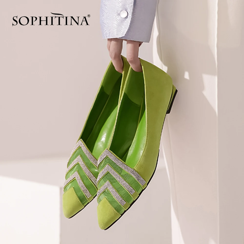 Женские удобные замшевые туфли SOPHITINA однотонные офисные на плоской подошве