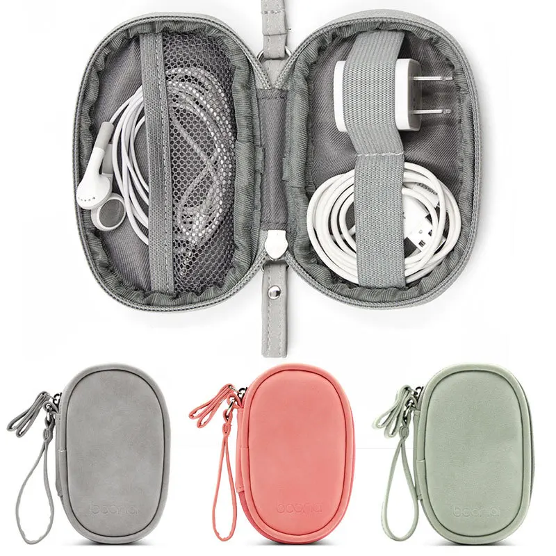

Digital Gadget Storage Bag Travel Electronics Accessories Organizer for USB Data Cable Earphone Charger MP3 Tools Leather Pouch