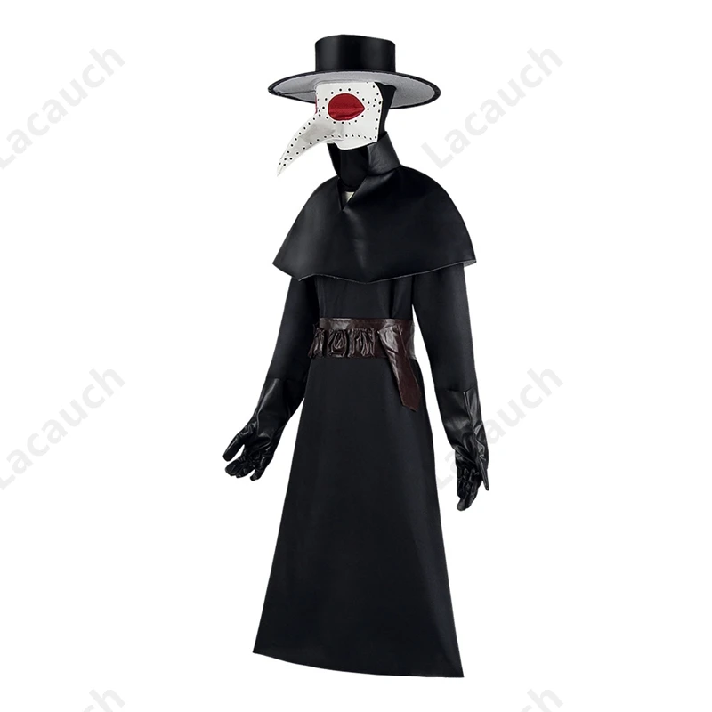 Халат на Хэллоуин средневековый с капюшоном костюм Чумного доктора маска