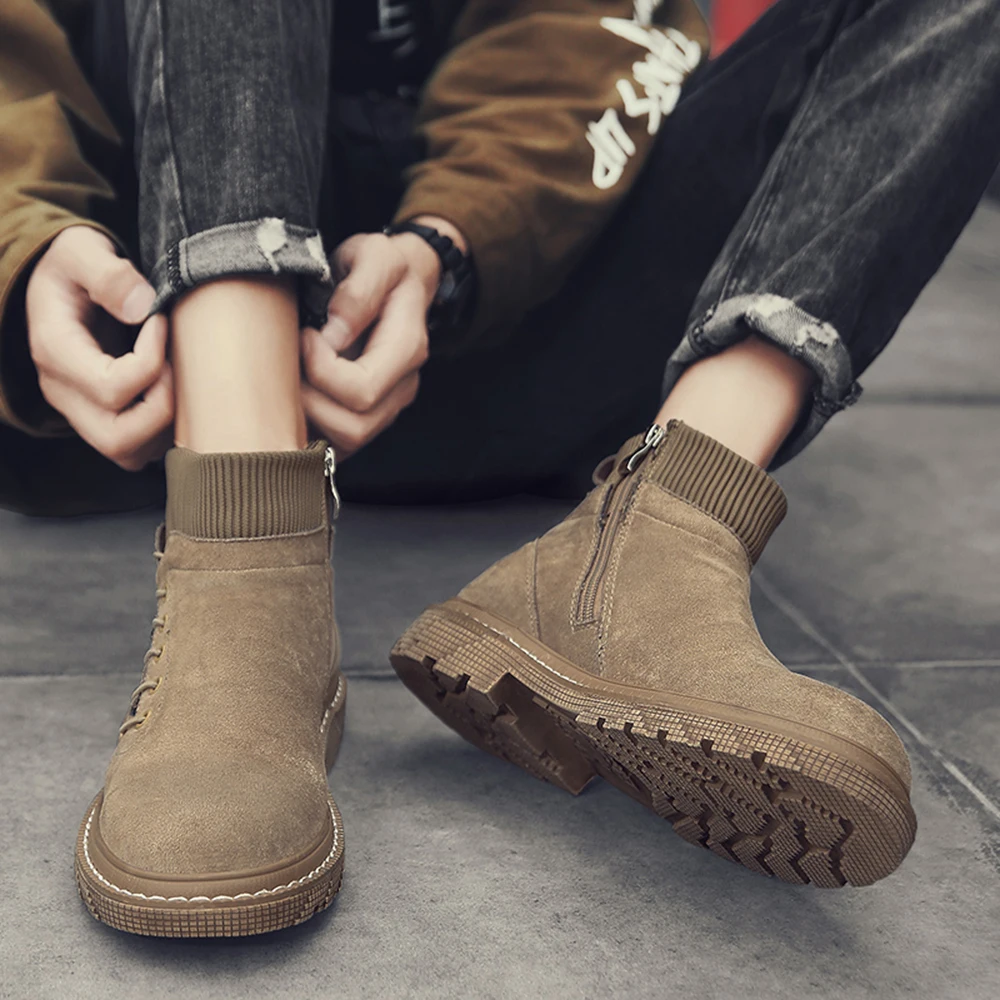 Ankle Chelsea Boots Men Winter Work Shoes Vintage Classic Male Casual Snow Cowboy Botas 2019 new product | Обувь