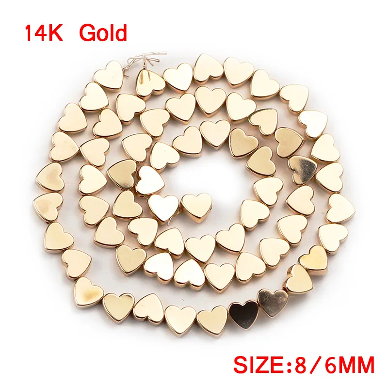 HGKLBB золотые серебряные сердечки гематит натуральный камень 6x5 мм амулеты