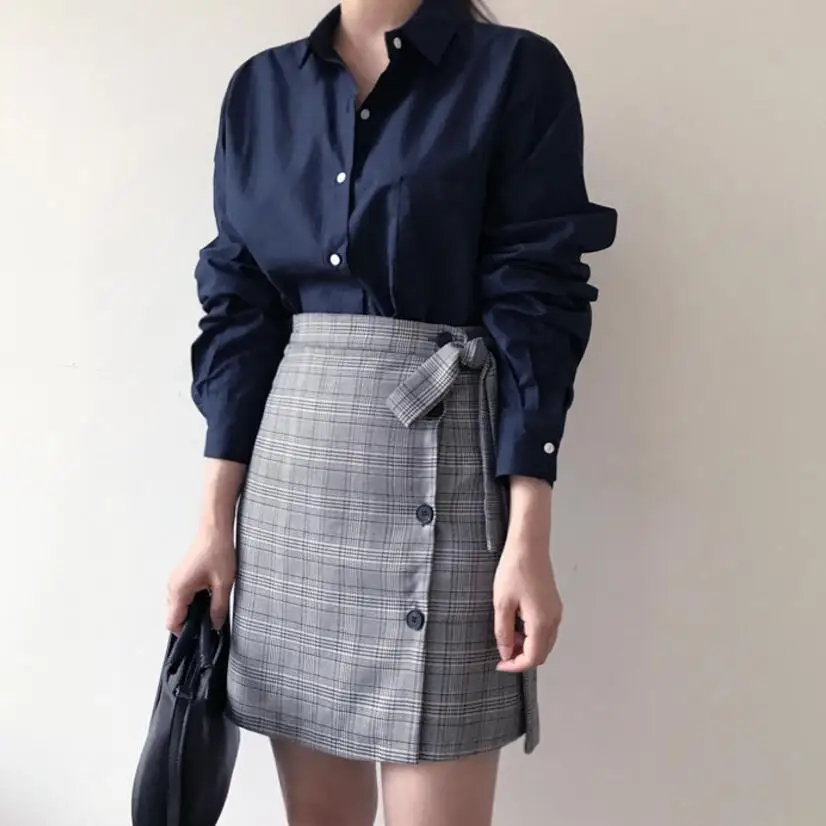 Повседневная мини-клетчатая юбка для женщин 2019 летняя новая Корейская полосатая