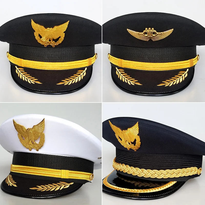 Big Hat Captain Uniform Hat Pilot Hat Civil Aviation Big Cap Fascinator Hats Fascinators for Women Elegant Wide Brim Hat 2019