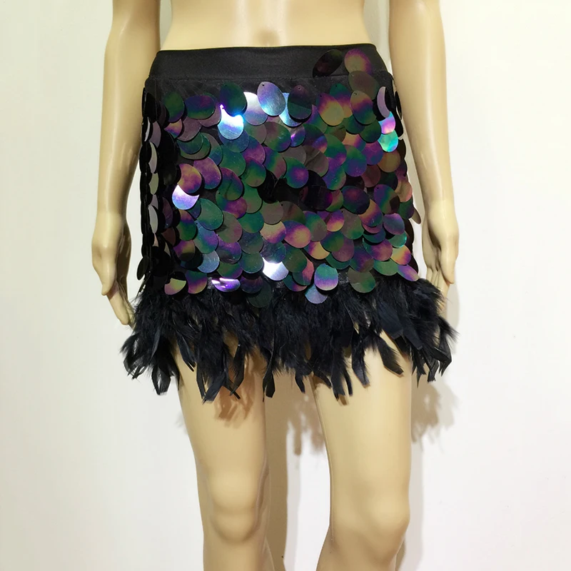 Блестящая голографическая юбка с блестками эластичная резинка на талии пэтчворк