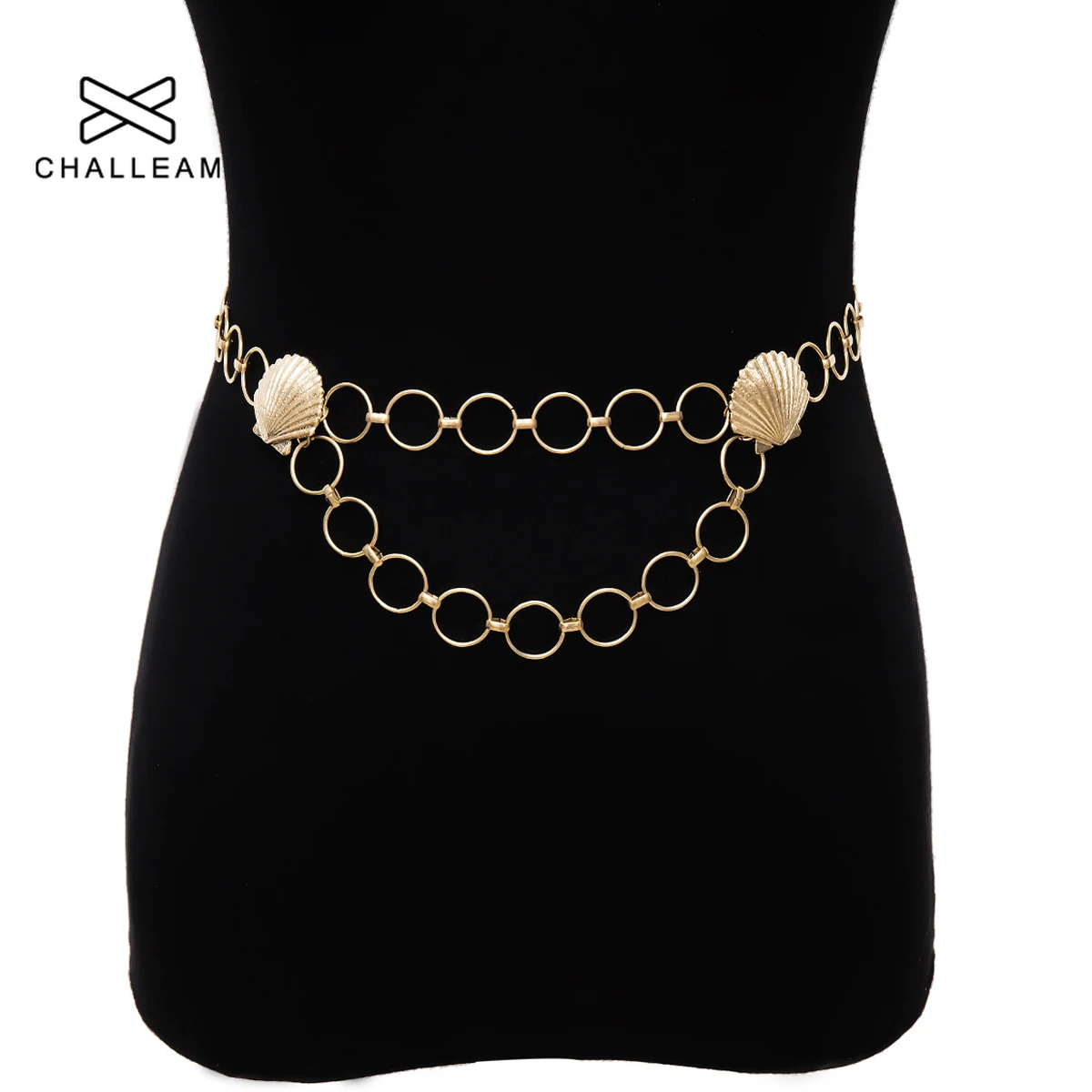 Женский пояс с цепочкой на талию золотой серебряный Круглый для платья женские