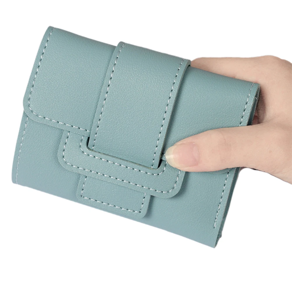 Модный женский однотонный короткий кошелек в три сложения с отделением для карт