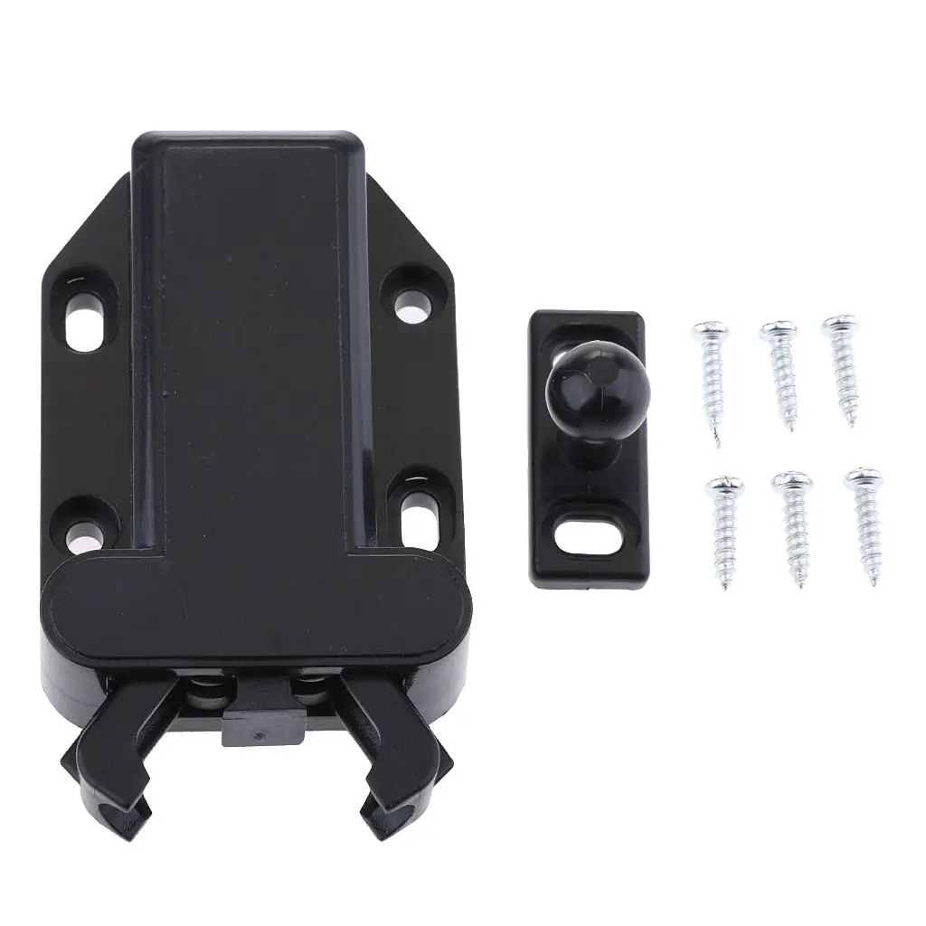 

Loft Catch Hatch Push Attic Cupboard Latch Press Lock Cabinet Panel Black