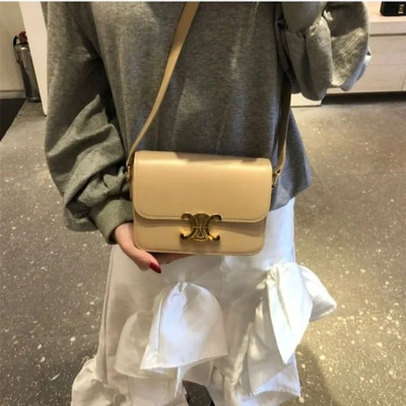 

2021 women's new tofu bag leather retro fashion small square bag Single Shoulder Messenger women's bag women's handbag