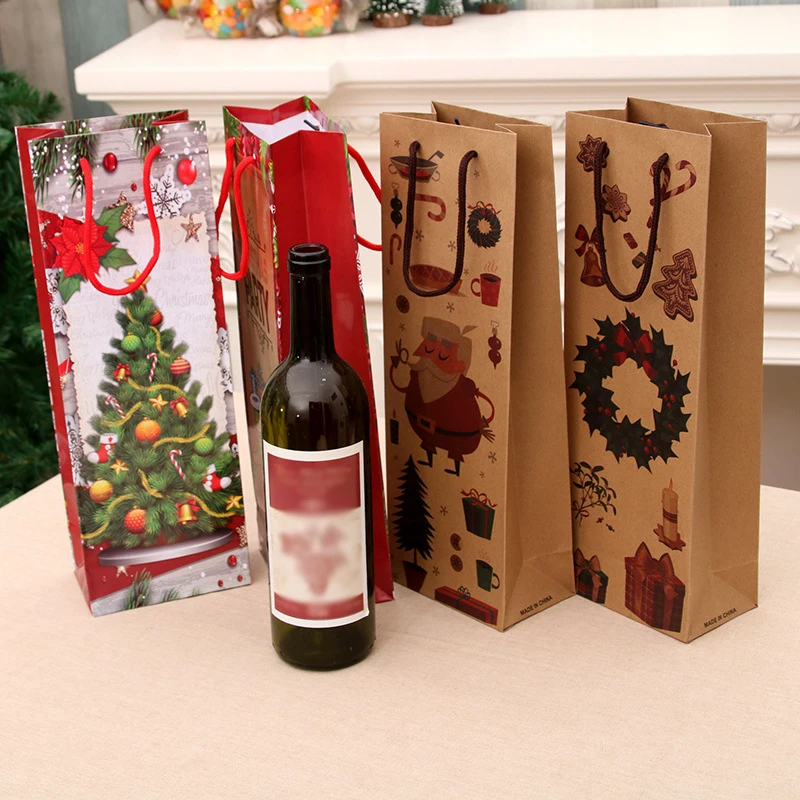 

Household Items Holiday Classic Gift Bags Portable Wine Bottle Bags Wine Bags Kraft Paper Bags