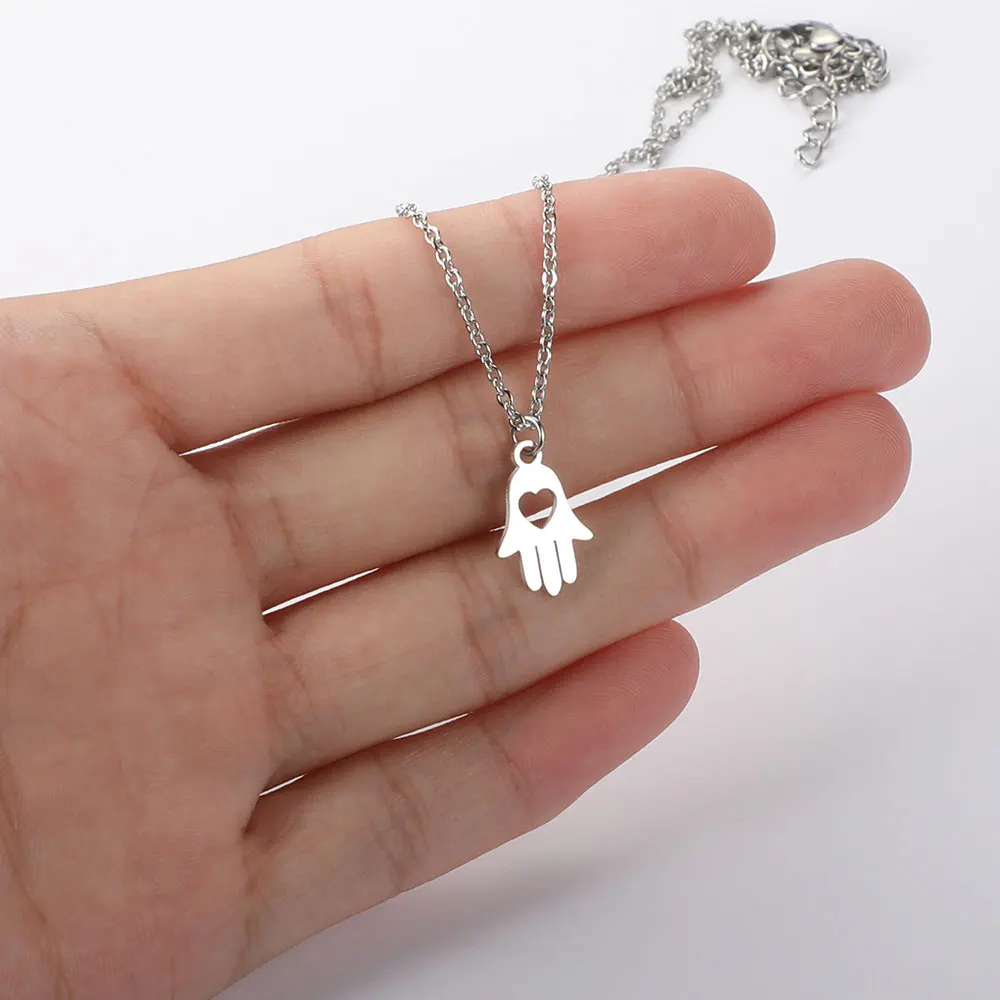 ААААА качество 100% нержавеющая сталь Хамса ручной Шарм ожерелье для женщин