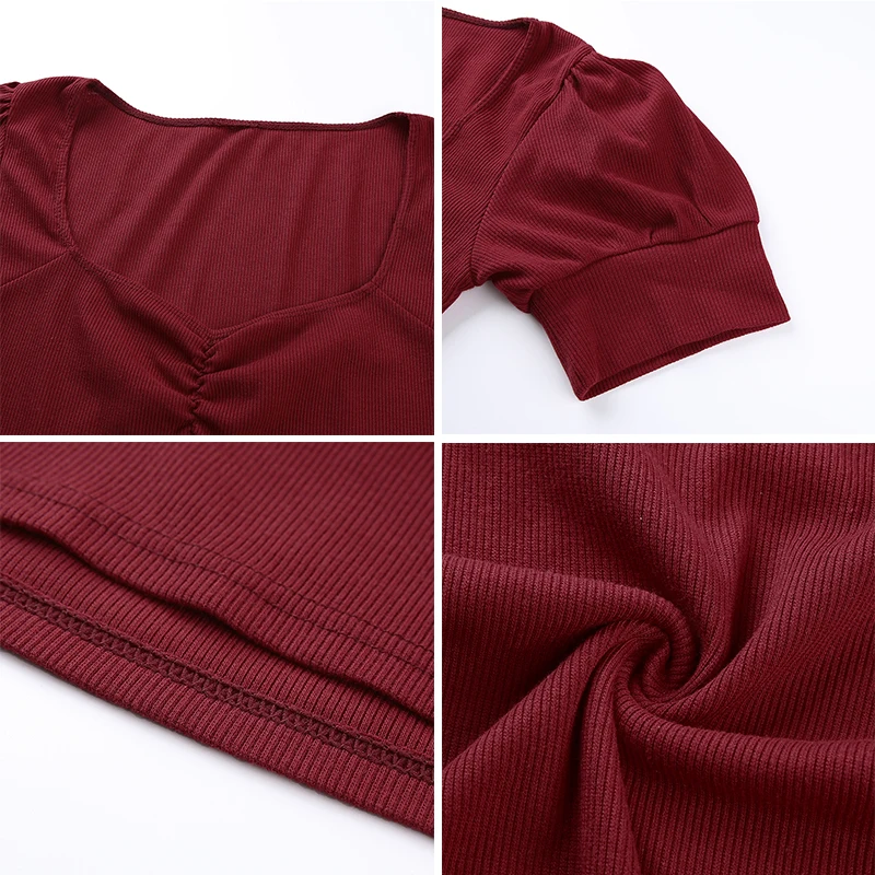 

Rockmore Bodycon Vintage Mini Wrap Dress Women Short Sleeve Streetwear Harajuku Korea Pullovers Pleated Above Knee Dresses Femme