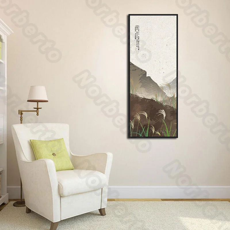 

Traditional Chinese Style Oil Pictures Canvas Painting Wall Remote Mountain Deer Willow Trees for Living Room Bedroom Decotion