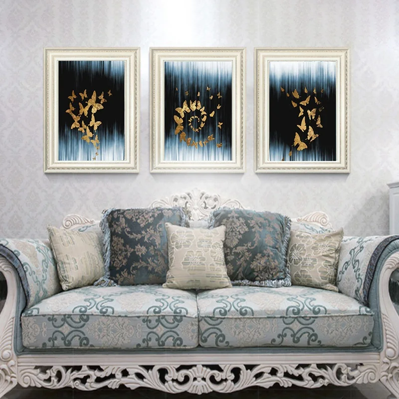 

Nordic Modern Canvas Painting Exquisite Golden Butterfly Decorative Painting Art Wall Poster Decoration Bedroom Living Room