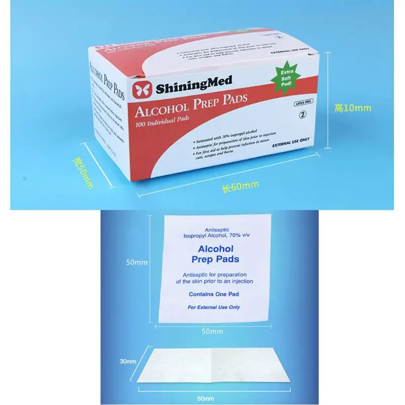 

100Pcs/Box Portable Alcohol Prep Pad Swabs Wipes Skin Jewelry Cleaner Dropshipping