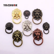 Furniture Handles 67*43mm Beast for Lion Head Antique Alloy Handle Wardrobe Drawer Door Pull Retro Decoration 1PCS With Screw