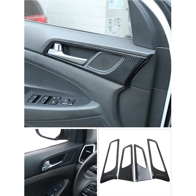 Углеродное волокно для салона автомобиля планки внутренняя ручка Hyundai Tucson 2015 2016