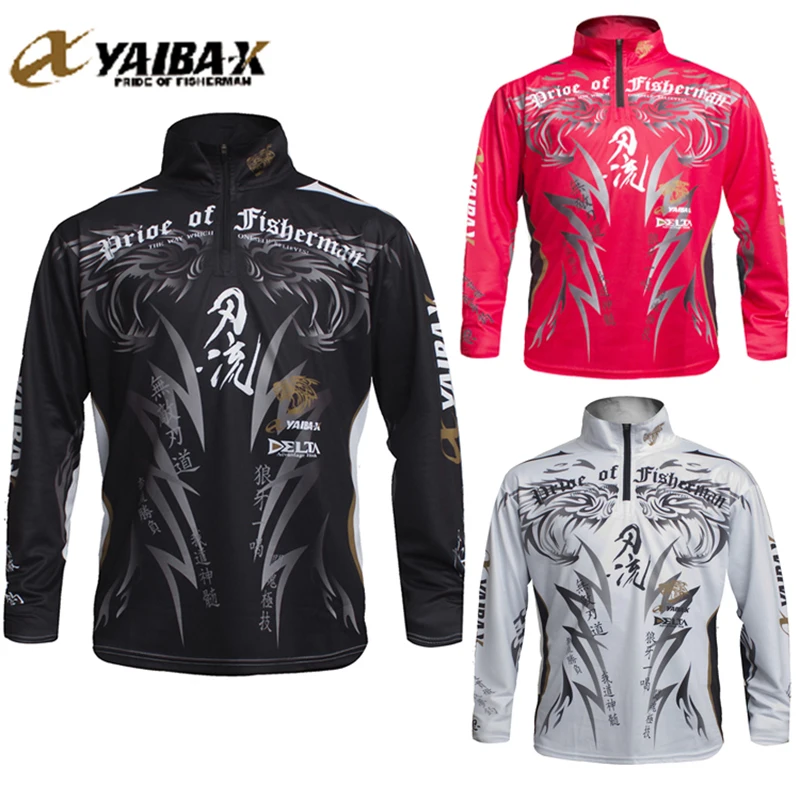 

YAIBA-X Mens Fishing Shirts Autumn Summer Long Sleeve Breathable Fishing Clothing Outdoor Sports Cycling Hiking Wear