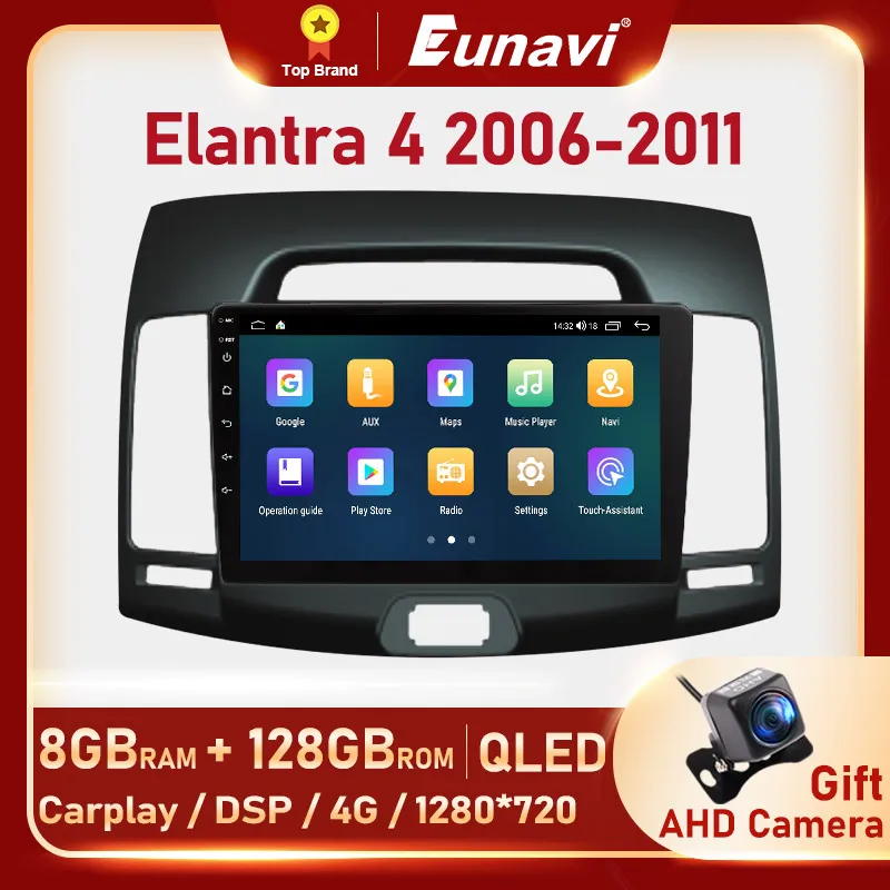 

Автомагнитола Eunavi Android 10 для Hyundai Elantra 4 HD 2006 - 2012 Carplay QLED 4G Автомобильный мультимедийный GPS DSP 2din Авторадио без DVD