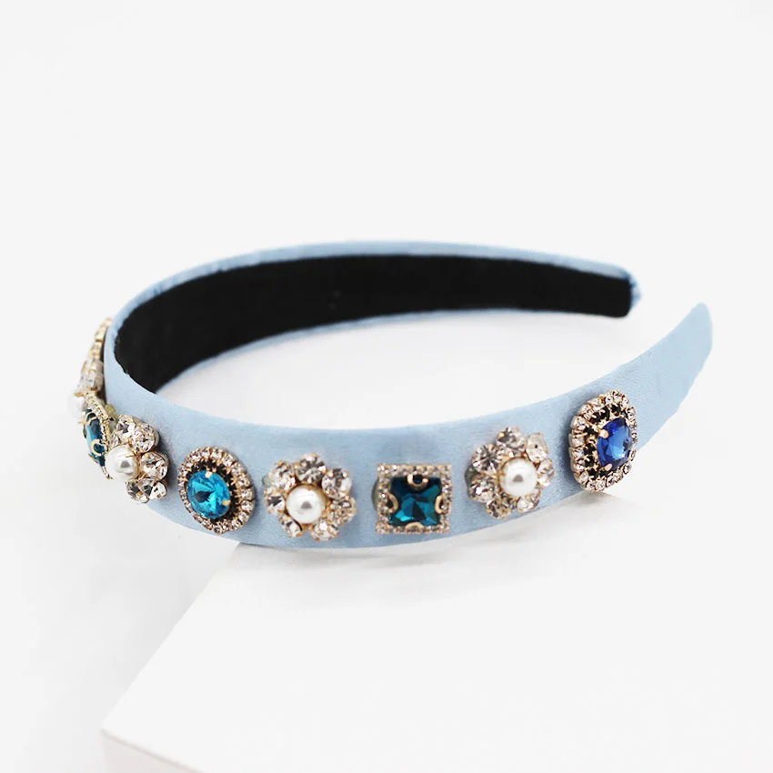 Vintage Wide Hair Bands Pearl Headband Baroque Diamond Rhinestone Hairband Handmade Wedding Ladies Elegant Accessories | Дом и сад