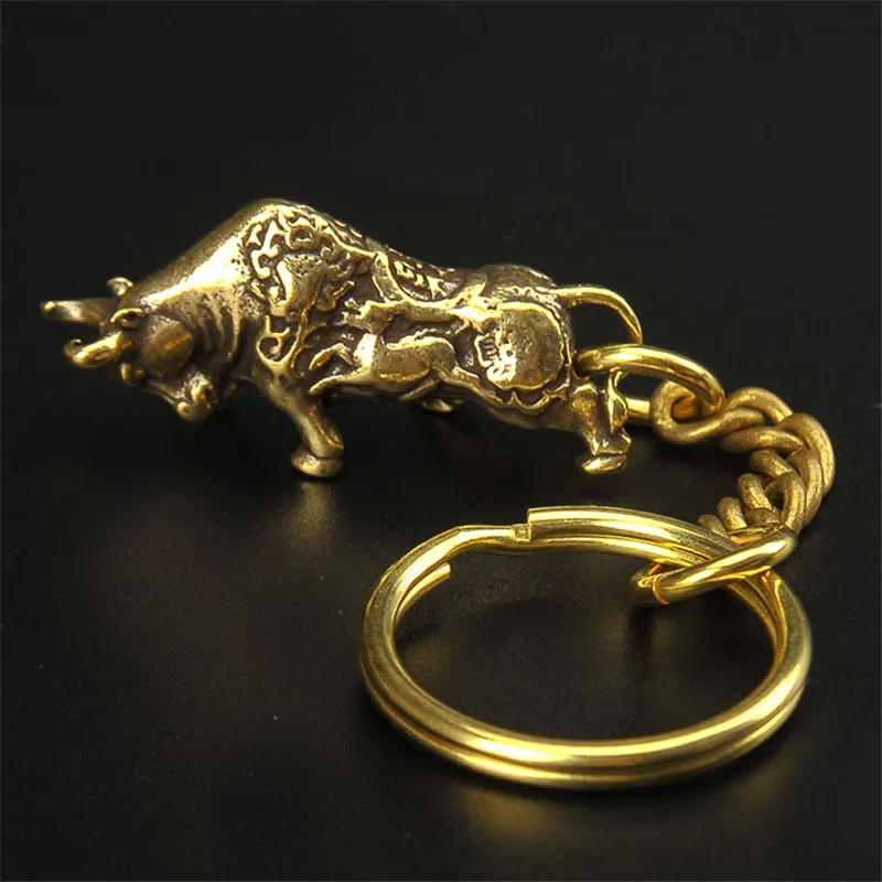 Чистый медный твердый счастливый ключ бык рандомный латунный животный настенный