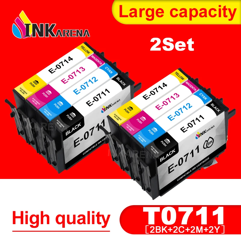 8 шт. картриджи для принтера Epson T0711 T0715 с чернилами принтеров D120 D78 D92 DX5000 DX4000 DX4050