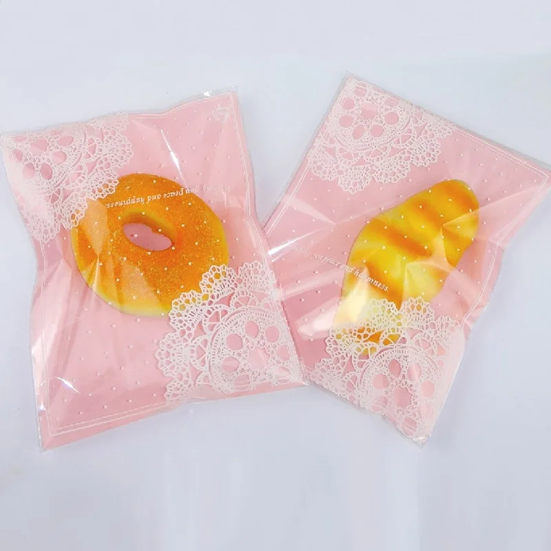 50 шт. пластиковые пакеты с розовыми кружевными цветами мешочек для печенья