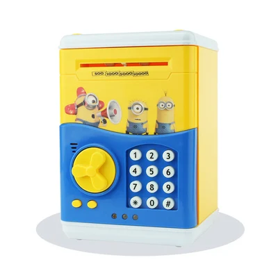 minionsB alcancia Large Piggy Bank Safe ATM Bank Saving Box Music Money Box Electronic Piggy bank kitty Cat Paper Money Cash Coin Bank - Цвет: minionsB