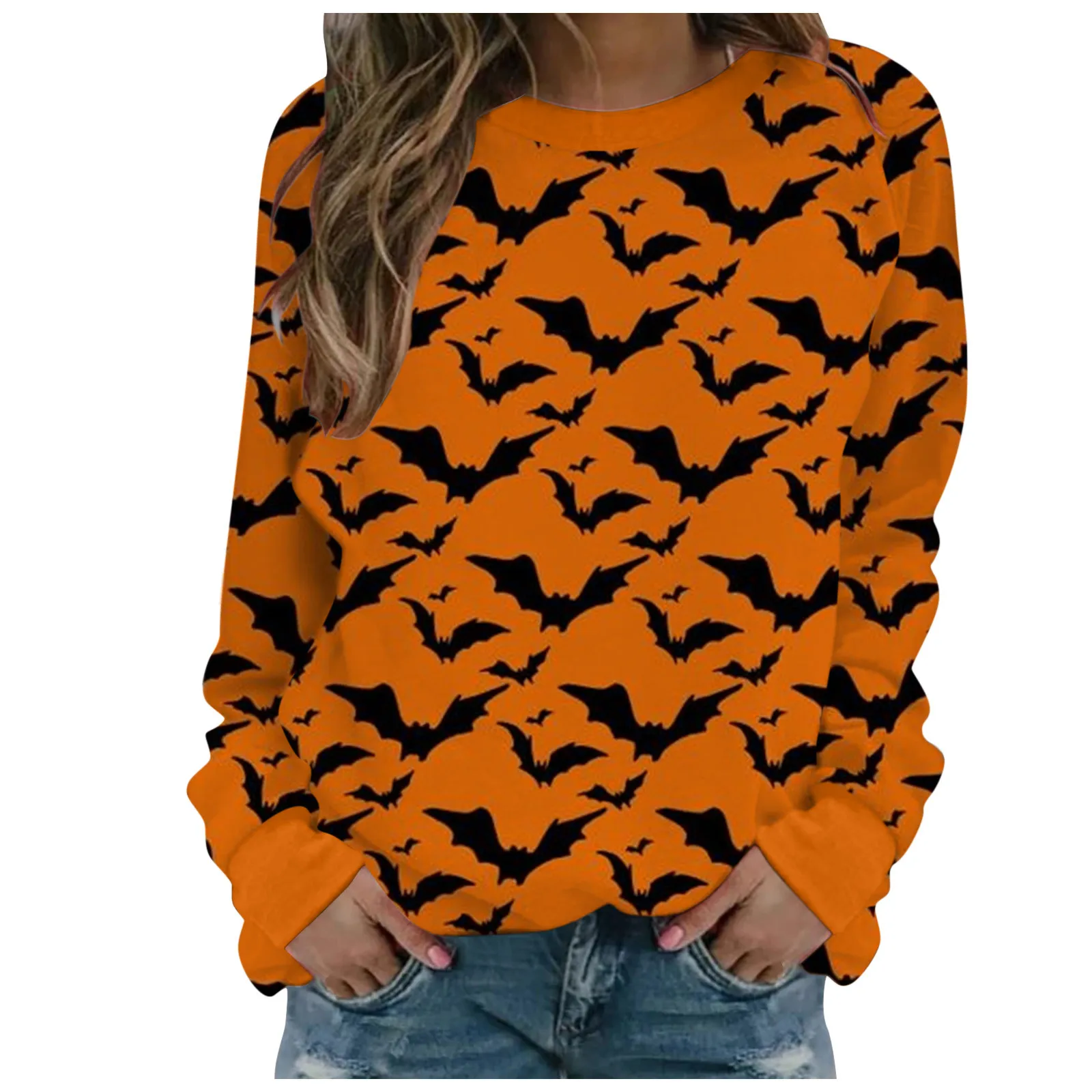 

Female Clothing Halloween Reindeer Print Casual Kawaii Long Sleeve Pullover T-shirt Autumn Winter Harajuku Couple Streetwear
