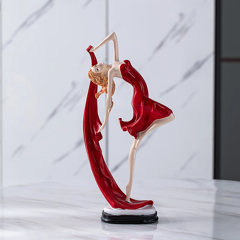 Nordic Dancing Lady Sculpture For Living Room Decoration Ornament Resin Statue Living Room Purple Red Blue Green Color