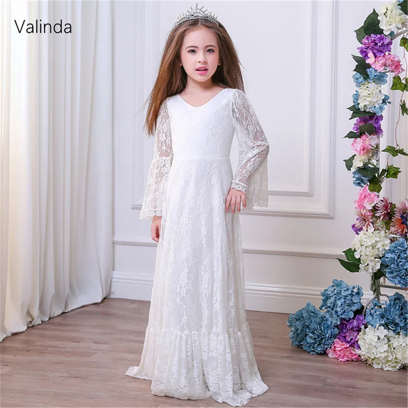 

Hippie Lace Girl Dresses for Wedding Junior Bridemaids Dress
