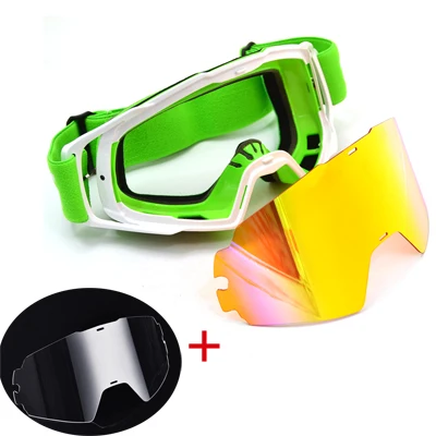 Зеленый JAER мотокросса очки с очень прозрачными линзами ATV Casque Gafas внедорожные мотоциклетные очки солнцезащитные очки для шлема Байк - Цвет: Зеленый