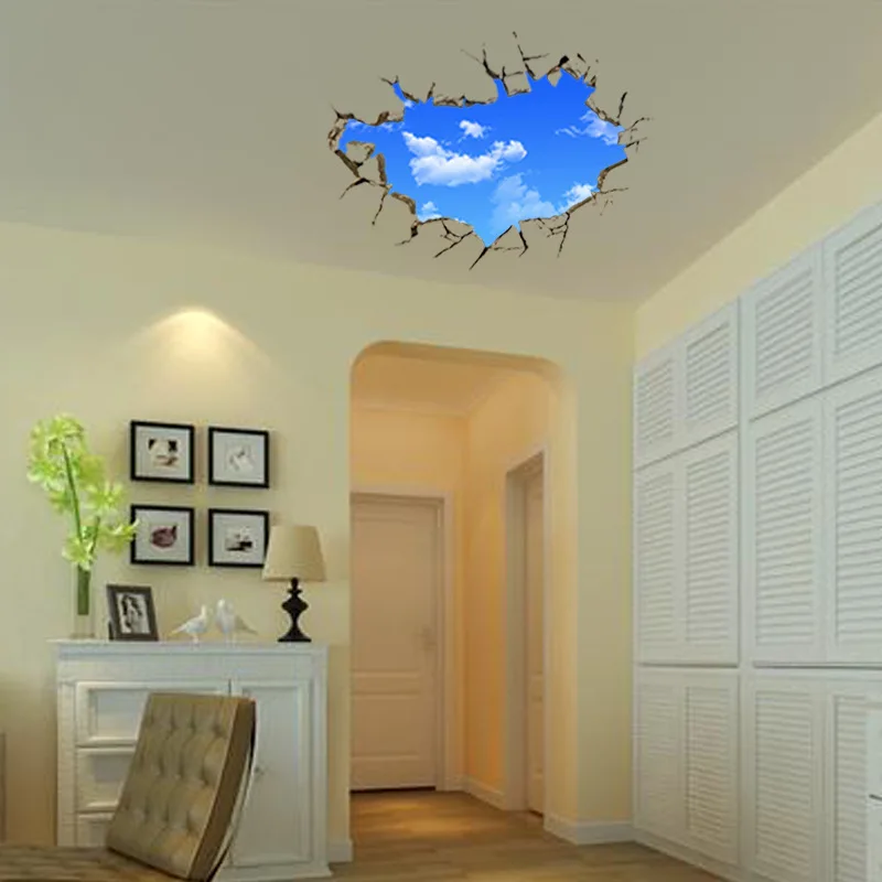 

Blue sky and white clouds creative 3D wall stickers bedroom living room decoration