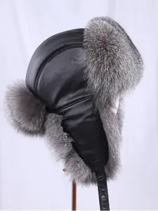 Men's Winter Warm 100% Genuine Sheepskin Leather Balaclava Cap Snow Ski Hat Men's Winter Warm 100% Genuine Sheepskin Leather Balaclava Cap Snow Ski Hat