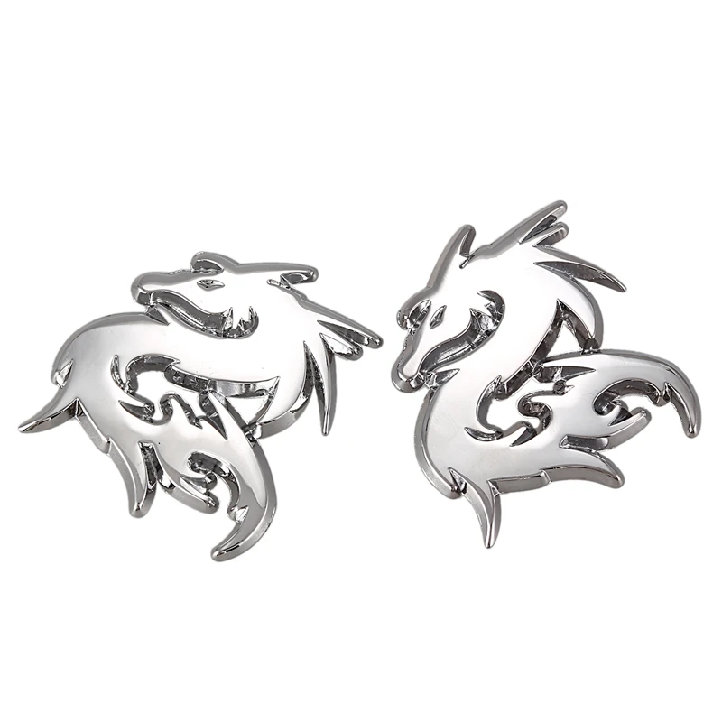 2 шт. Автомобильная серебристая металлическая 3D эмблема дракона Знак Наклейка на