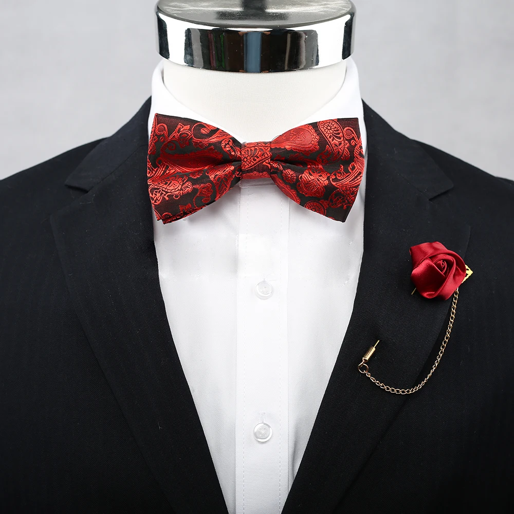 Розово-красный галстук-бабочка платок Набор 100% шелк текстиль бабочка карман