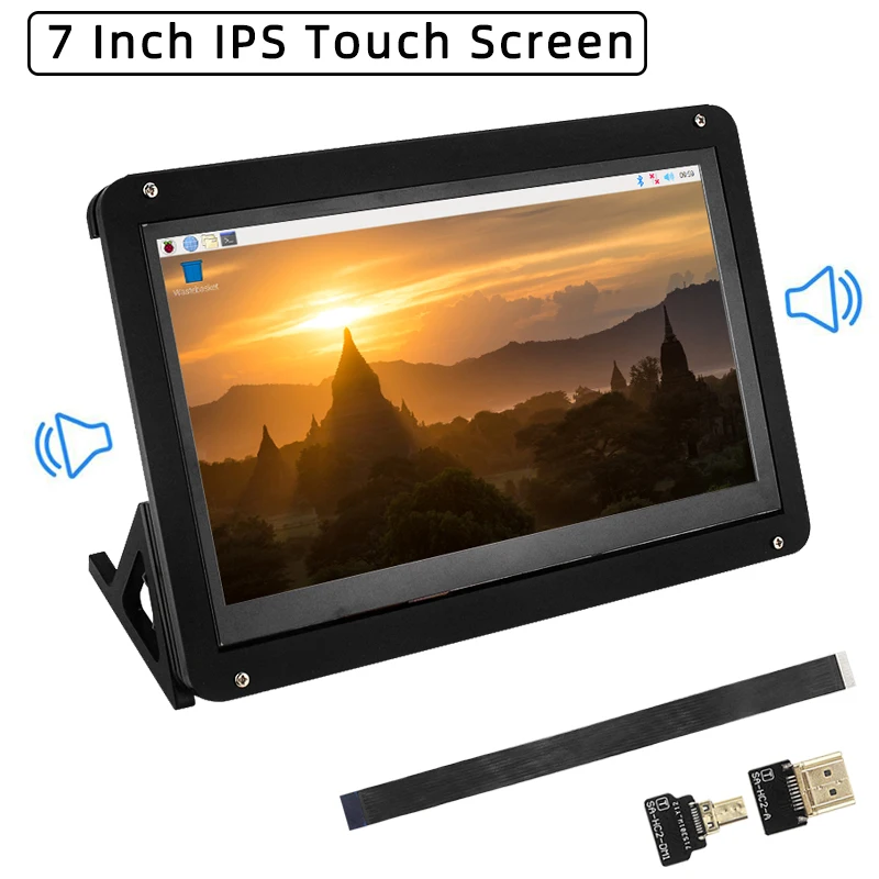 

Raspberry Pi ЖК 7-дюймовый сенсорный экран HDMI-совместимый 1024x600 дисплей монитор акриловый чехол динамик для Jetson Nano Windows PC