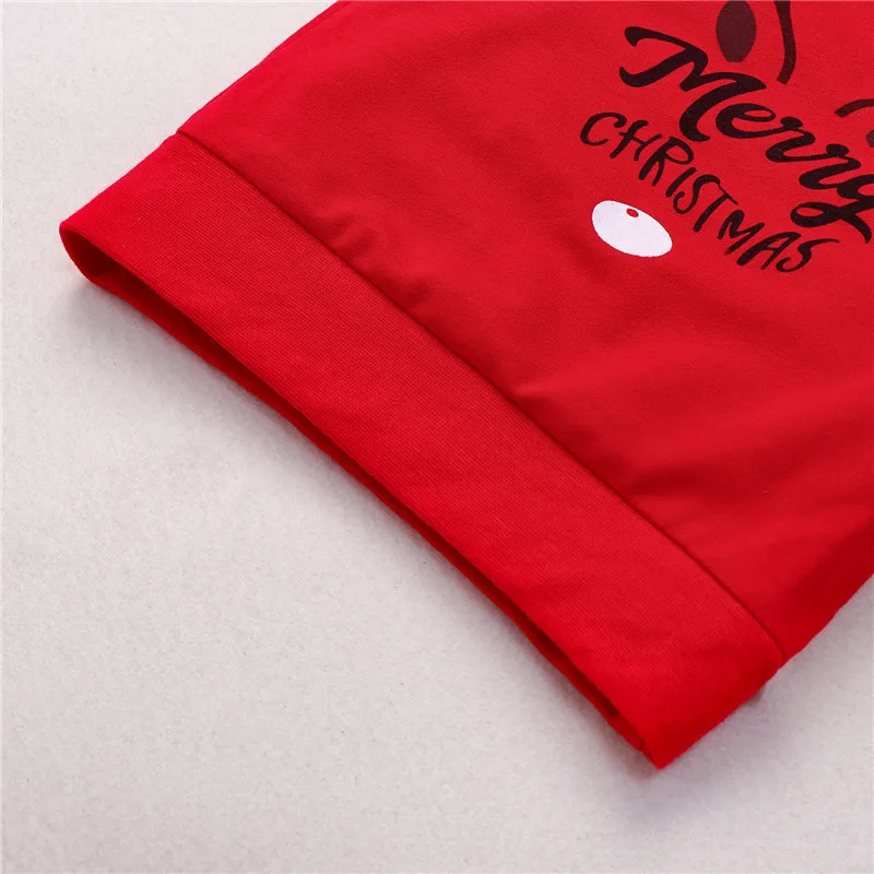 Children's Pullover Tops Red Nose Reindeer Pattern Round Neck Long Sleeve Hoodies Christmas Clothes for Boys Girls 0-4T