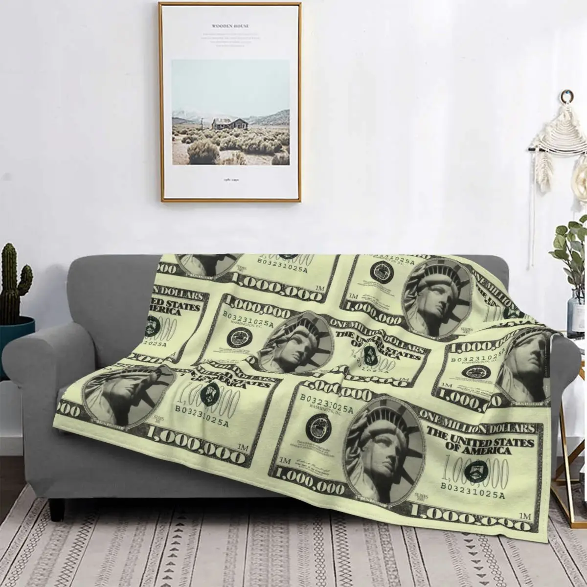 

1000 одеяло с изображением долларов, купюр, шерстяное смешное теплое одеяло для покрытия, летнее одеяло