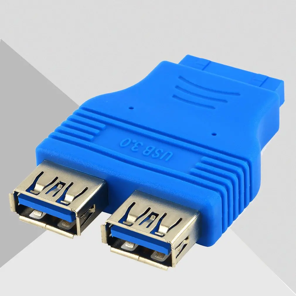20 pin Материнская плата с двумя разъемами USB 3,0 типа A-Female адаптер Разъем Синий