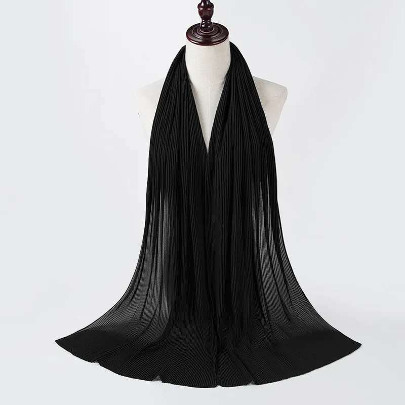 

85*180cm Women Crumple Bubble Chiffon Scarf Solid Crinkled Shawls Pleated Headband Hijab Muslim Wraps Scarve/scarf Hijab Scarf