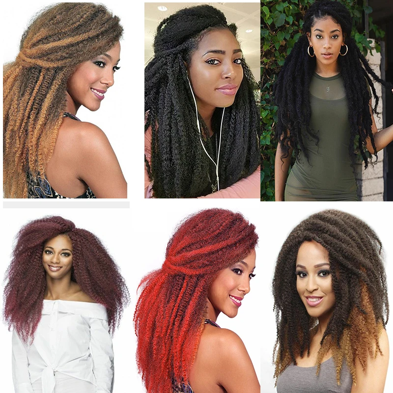 

Soft Afro Kinky Curly Puff Marley Braiding Extensions for Braids 18 Inch Ombre Synthetic Crochet Braids Hair Bulk Brown Blonde