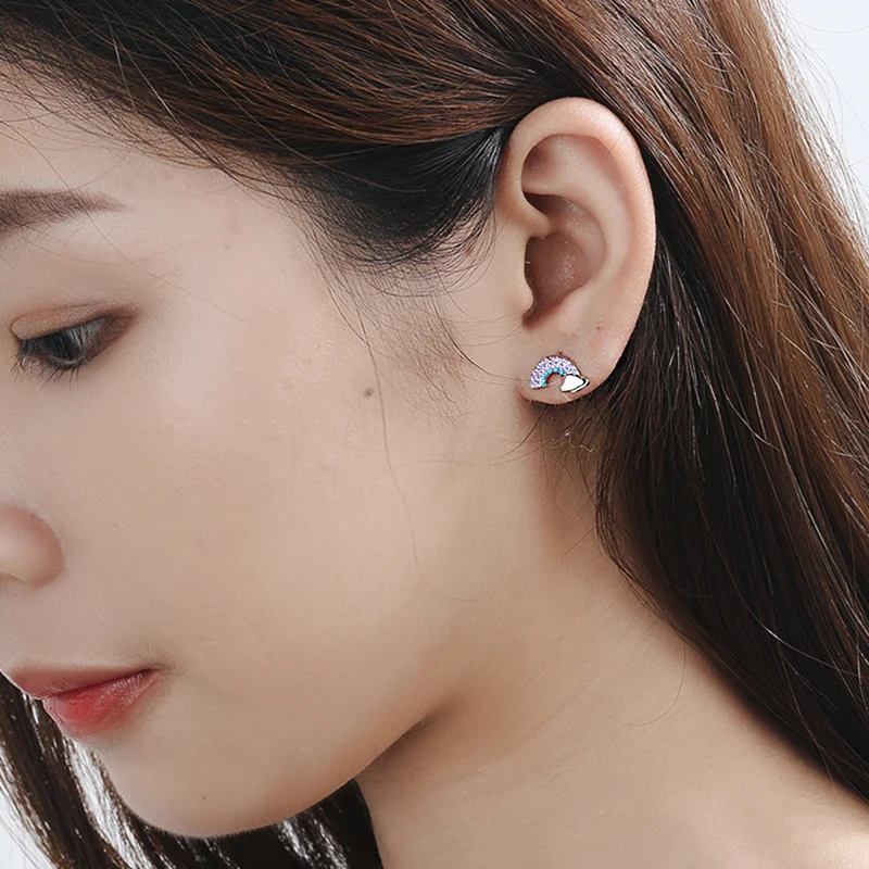 Милые радужные красочные циркониевые крошечные облака изысканные серьги