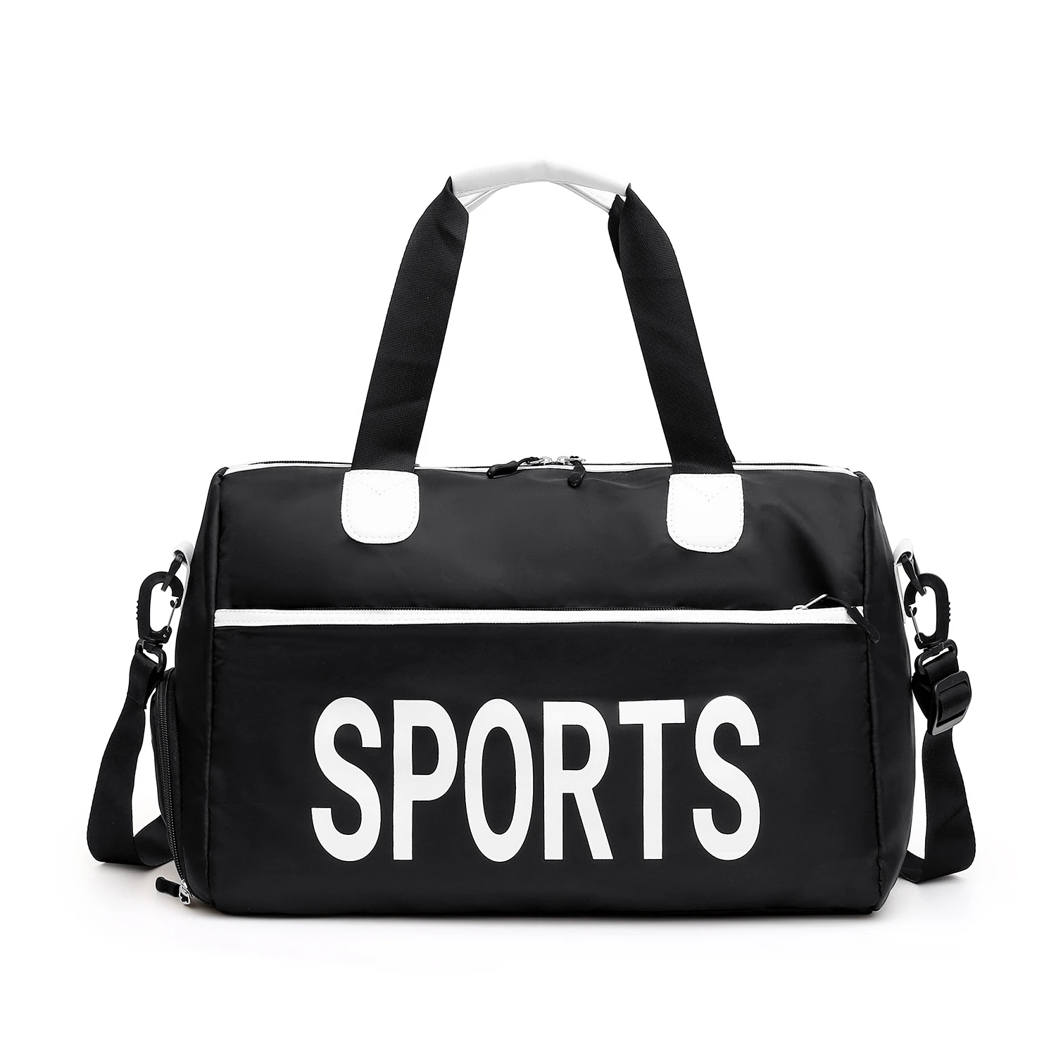 Женская дорожная спортивная сумка однотонный вместительный чемодан на молнии с