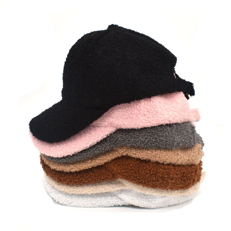 

2021 New Winter Wool Baseball Cap Thicken Warm Pure Color Casquette Hat Outdoor Casual Women and Men Snapback Hats