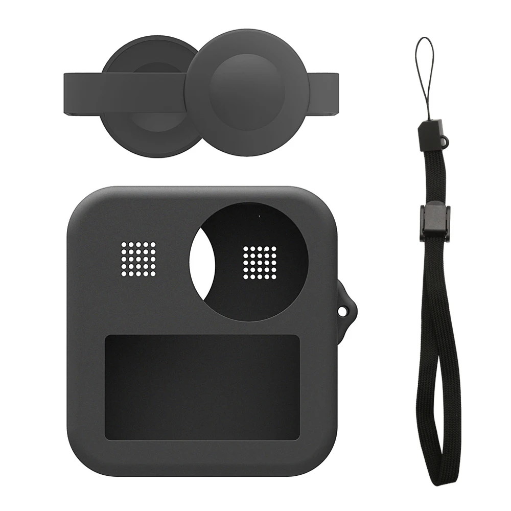PULUZ для GoPro MAX двойные колпачки объектива чехол + Корпус мягкая резиновая рамка